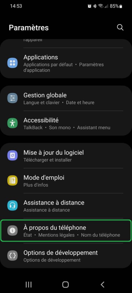 Mode sombre Android 15