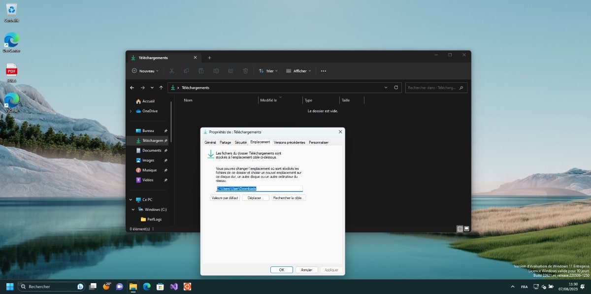 Dossier Téléchargements Windows 11