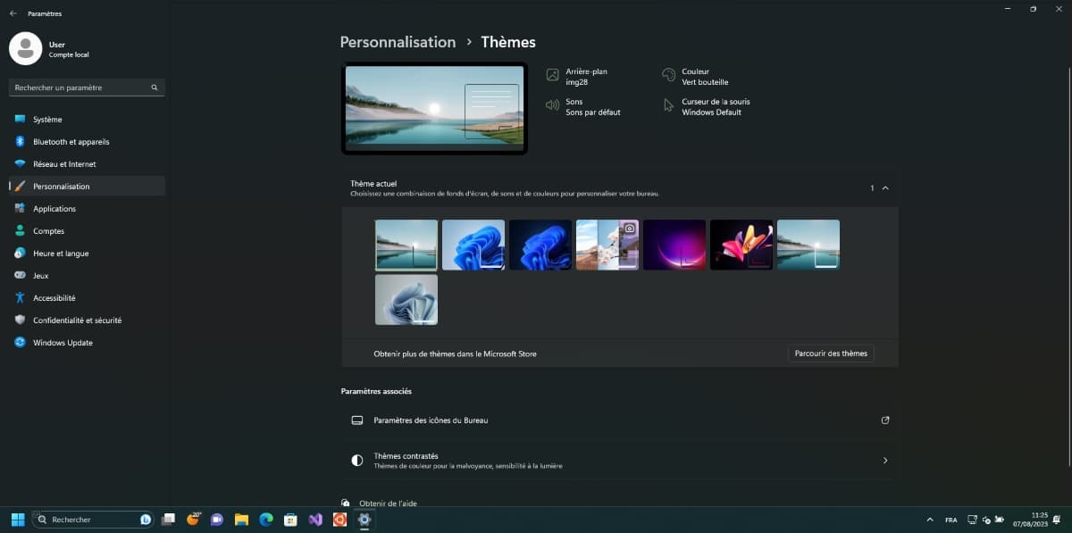 Personnalisation du thème Windows 11
