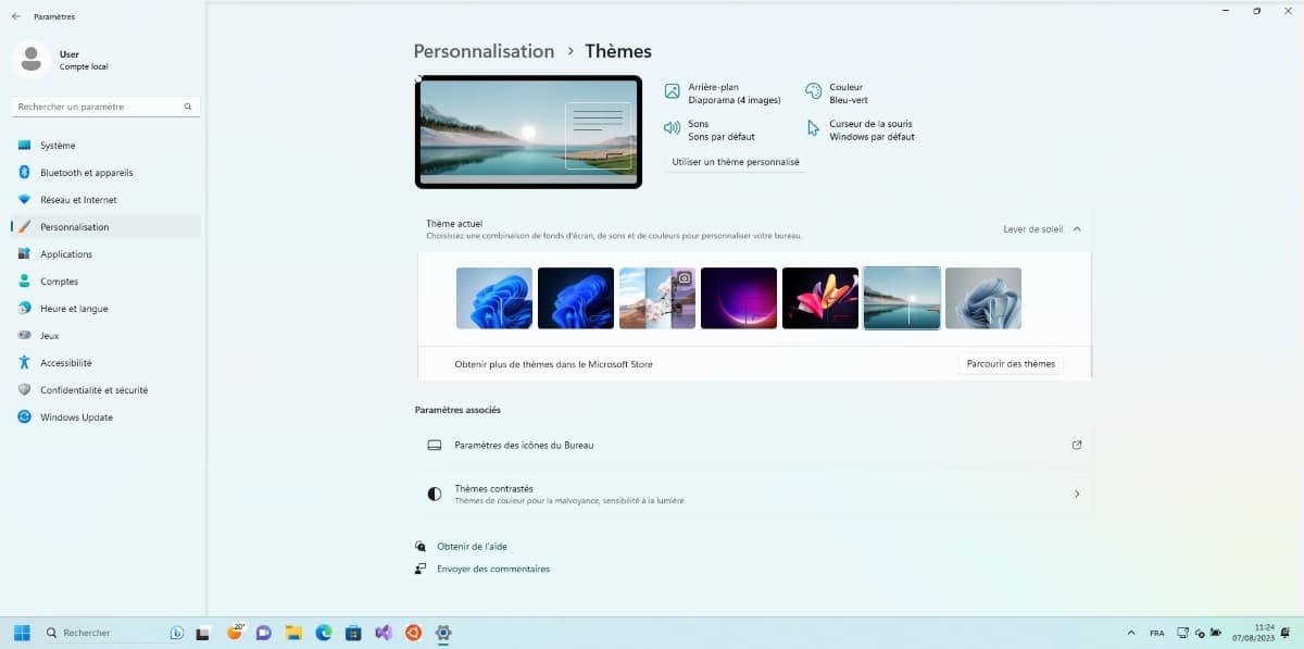 Changement du thème Windows 11