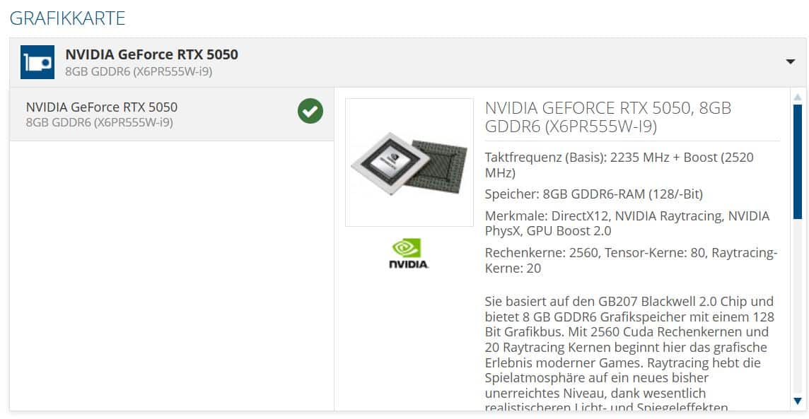 nvidia geforce rtx 5050 caractéristiques