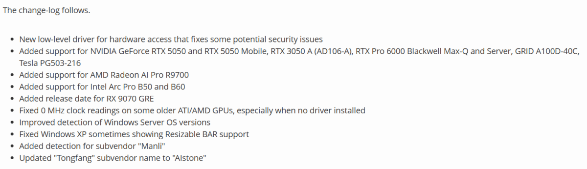cpu z release note revele une nouvelle rtx 3050