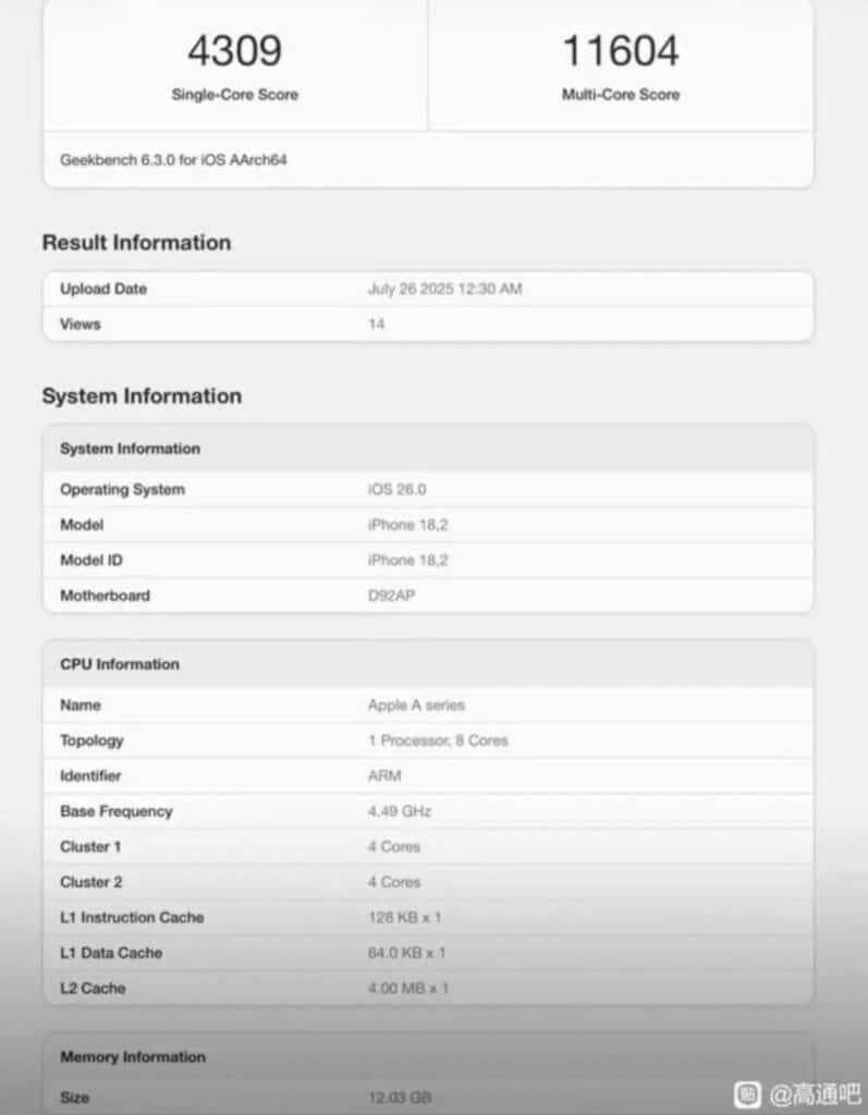 faux benchmark apple a19 pro
