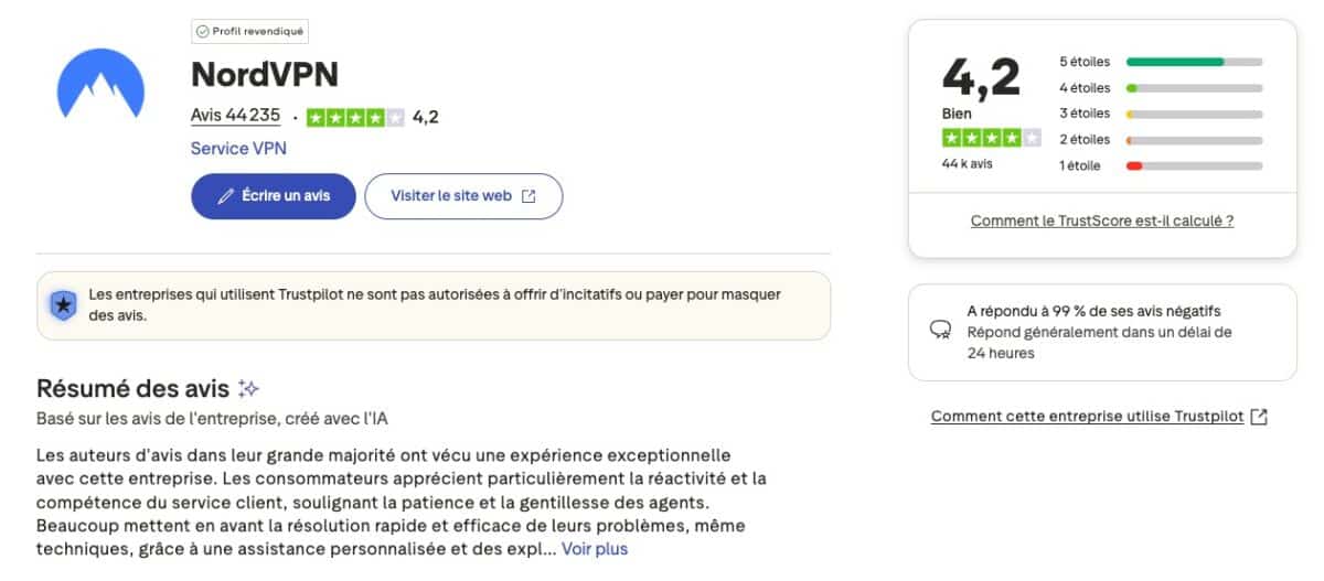 NordVPN avis clients