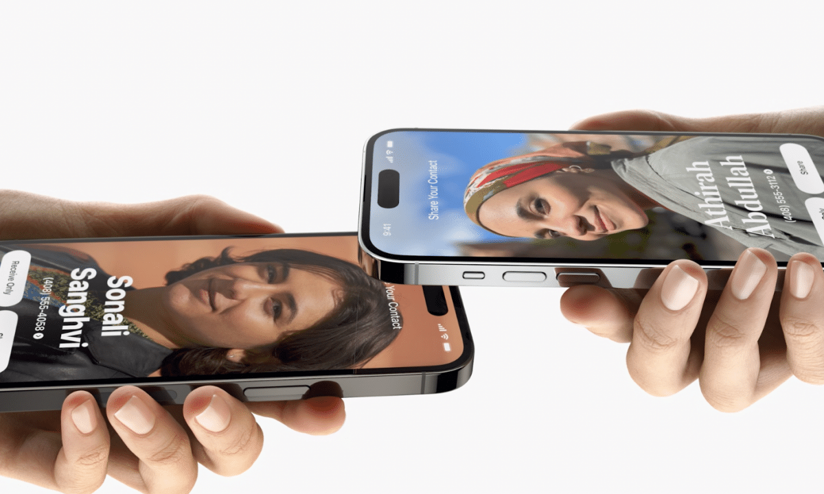 namedrop partage contact iphone