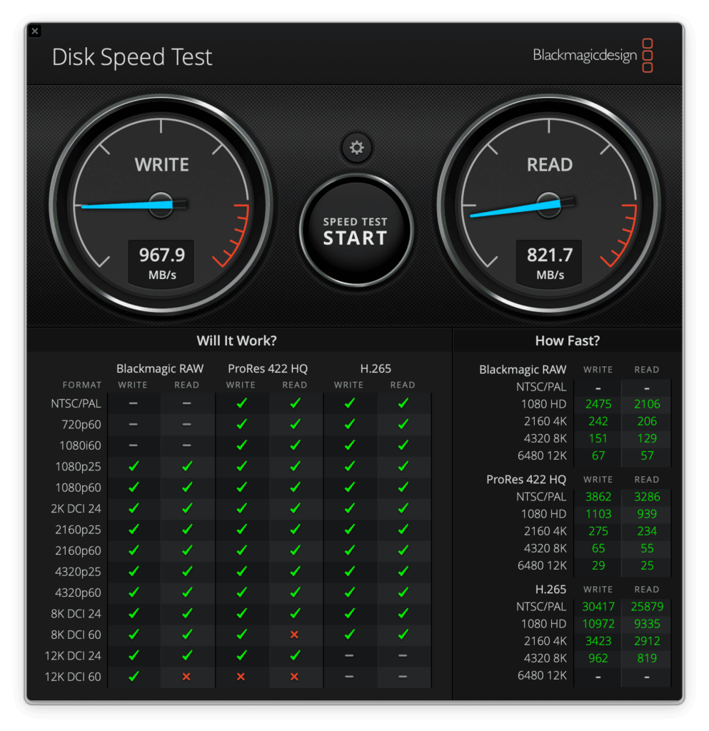 test blackmagic disk speed ex300u