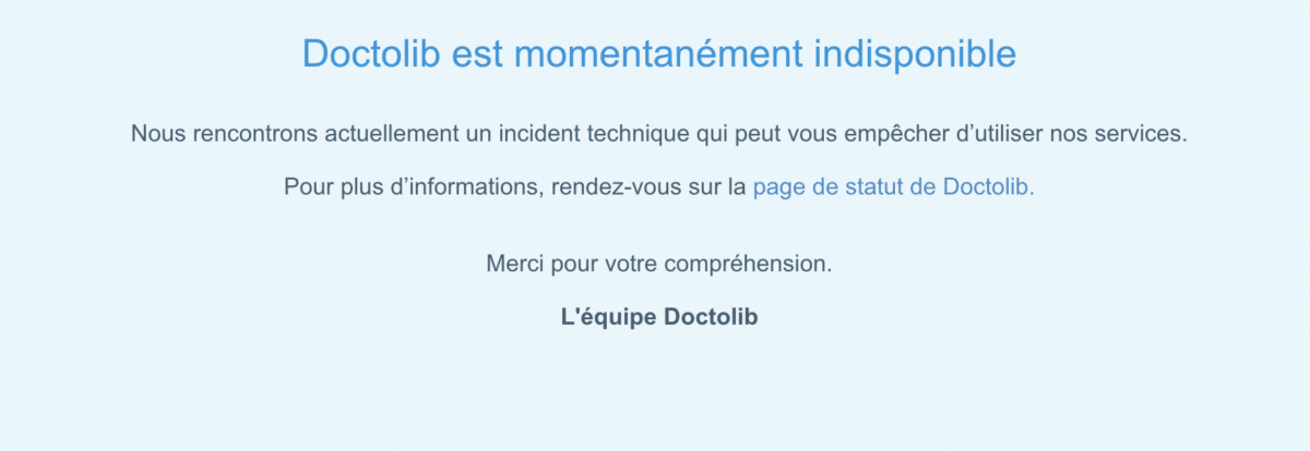 doctolib indisponible