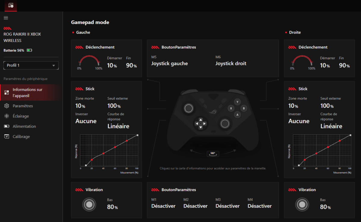 logiciel asus rog raikiri II xbox wireless
