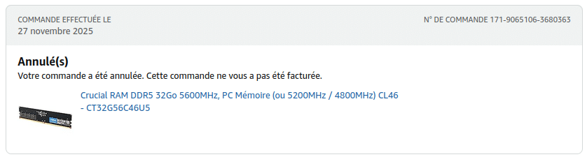 annulation commande ram amazon