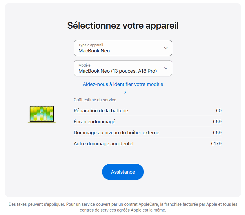 Image 2 : MacBook Neo cassé ? Voici combien vous allez devoir sortir de votre poche