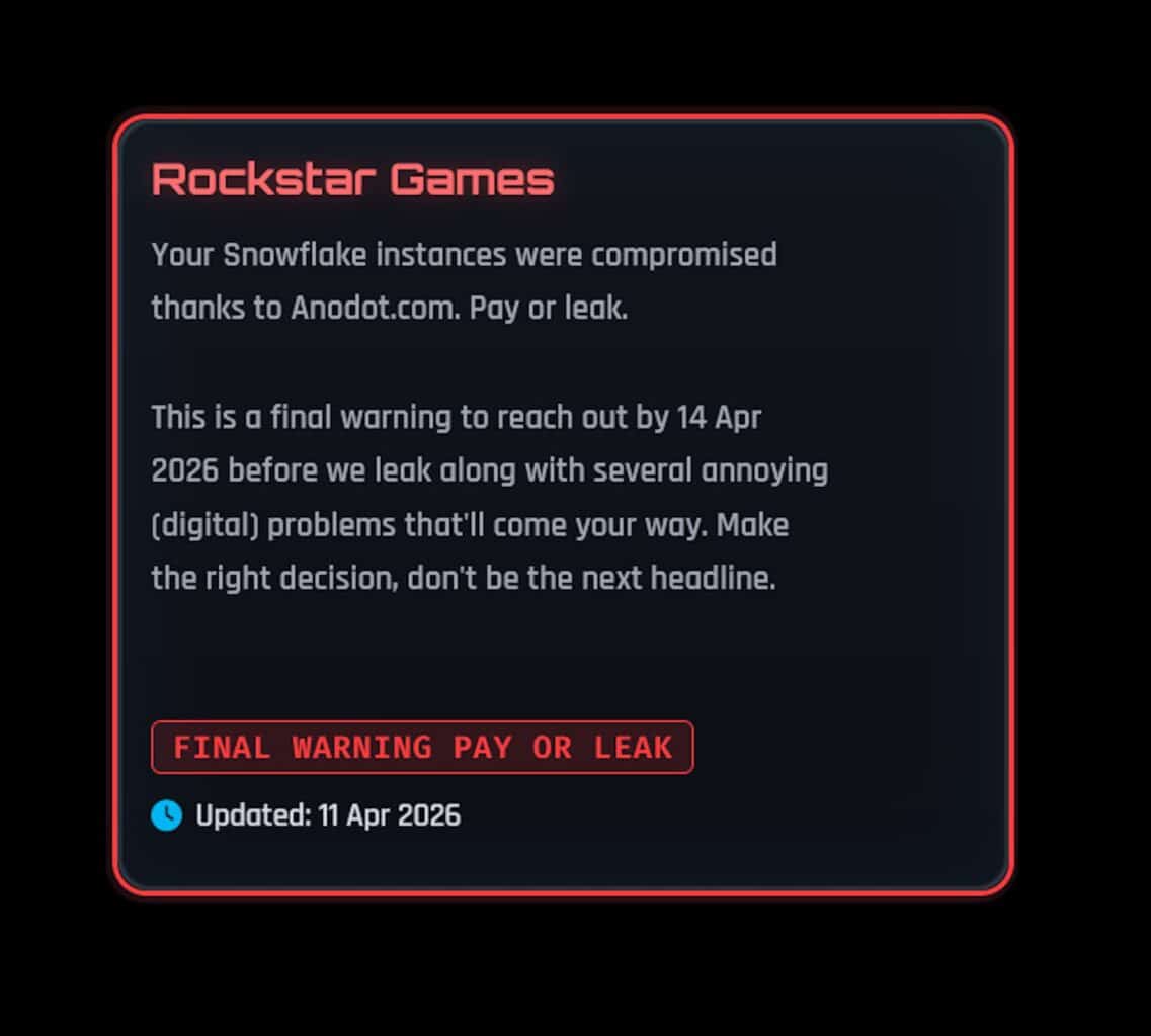 demande de rançon rockstar games