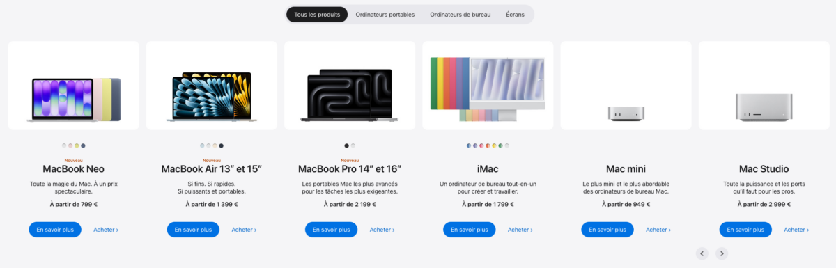 nouveaux prix mac