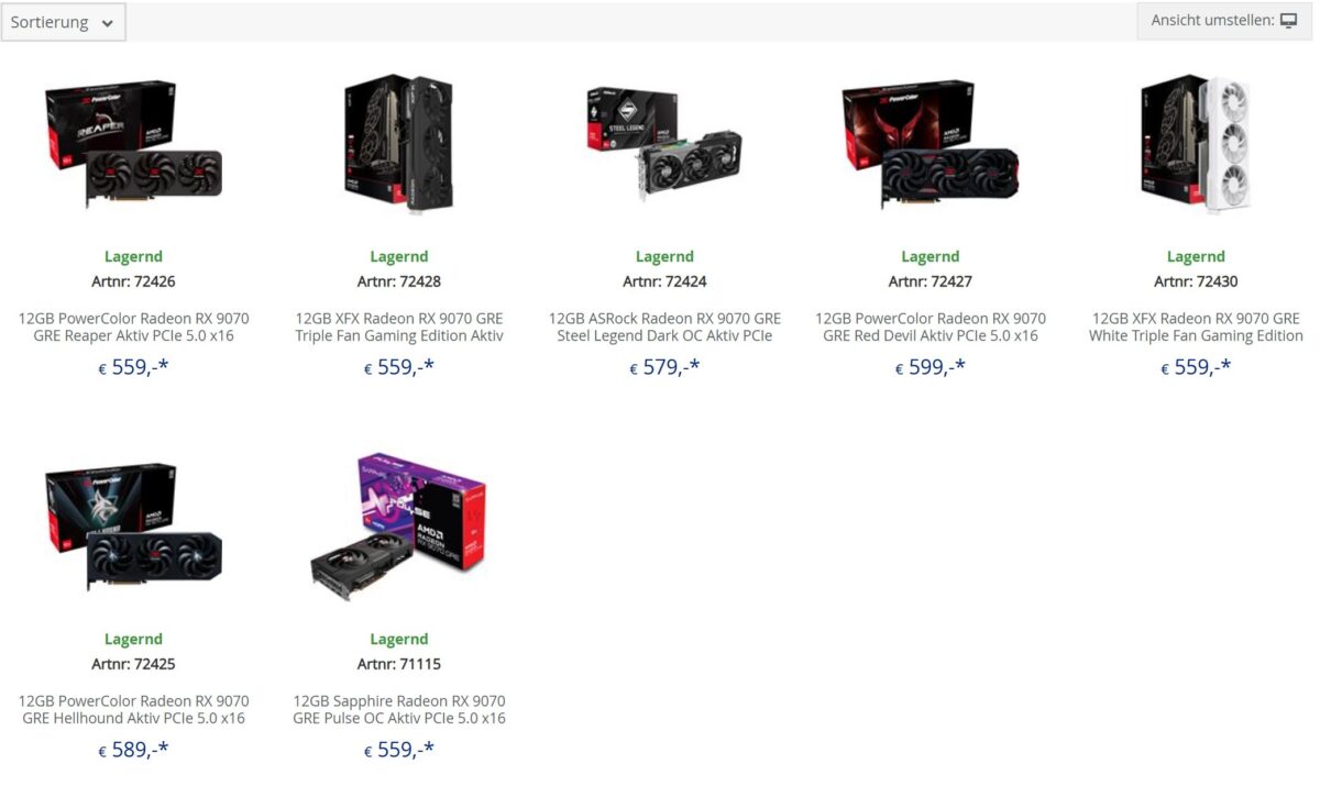 stocks amd radeon rx 9070 gre