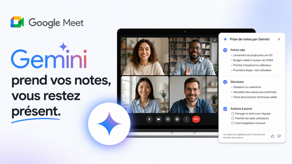gemini prend vos notes à votre place dans google meet
