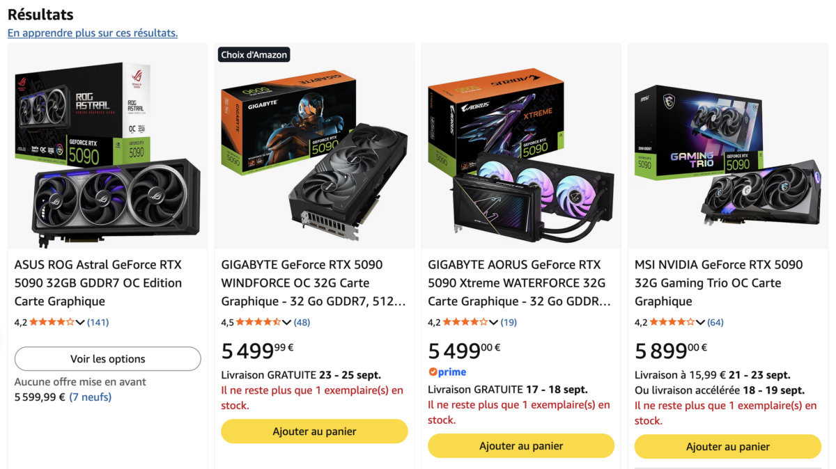 prix rtx 5090 amazon france