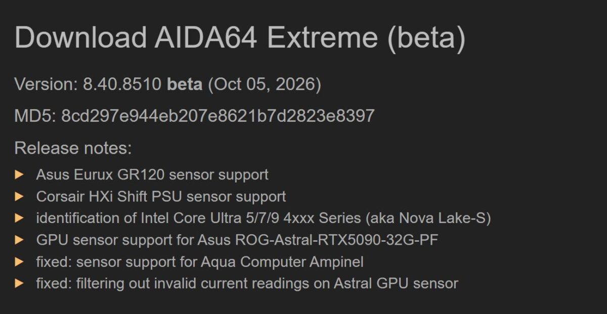 aida64 annonce nova lake s par erreur